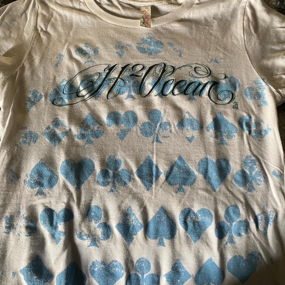 Y2K WHITE CARD PATTERN T-SHIRT